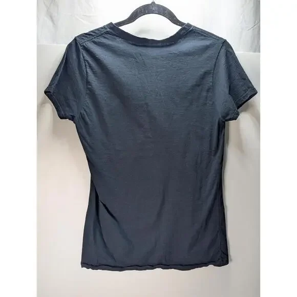 Womens Bon Jovi T-Shirt V Neck Bleeding Heart Wings Dagger Black Size L Rock - Picture 6 of 10